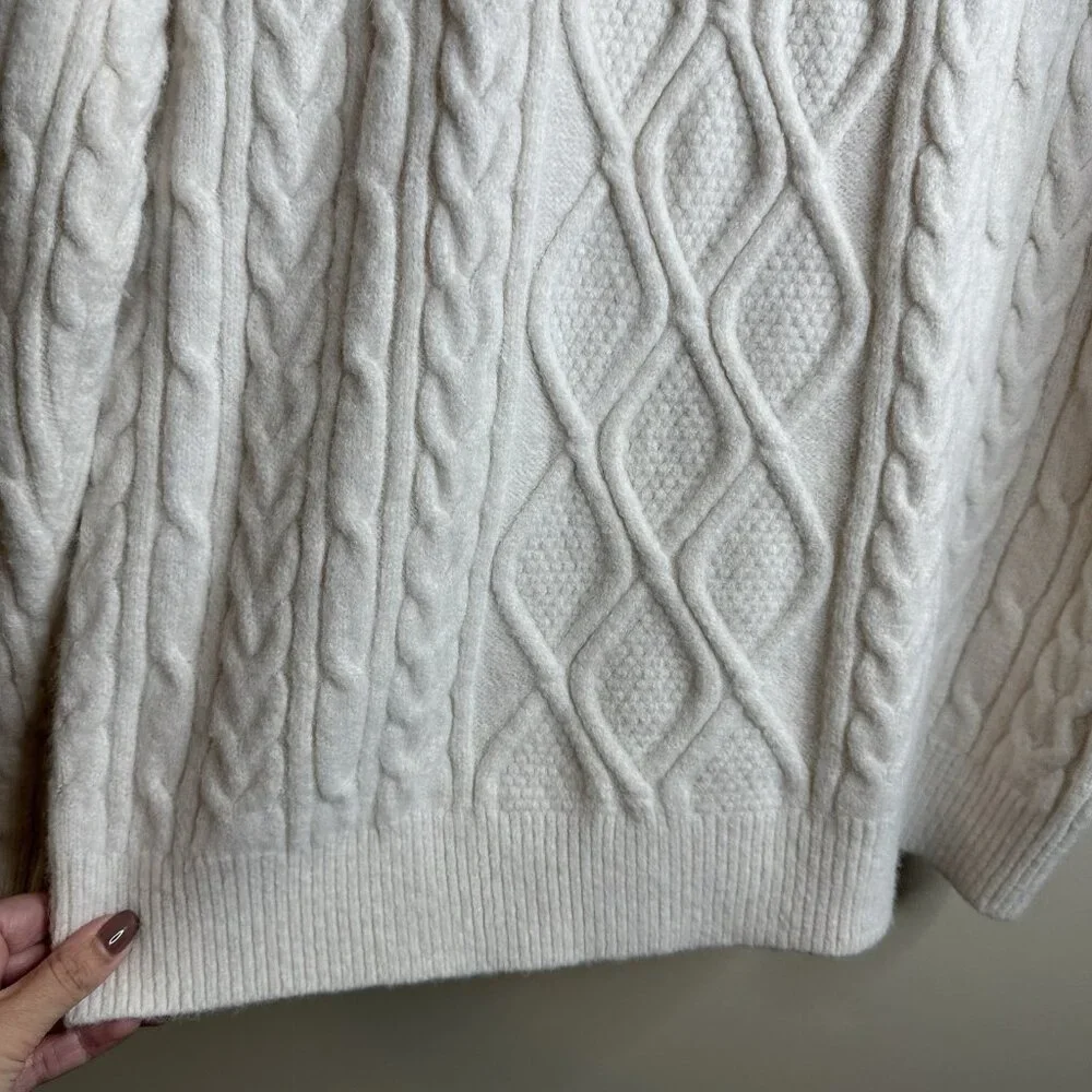 Aelfric Eden White Cable Knit Crewneck Sweater - Picture 5 of 11